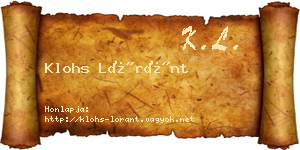 Klohs Lóránt névjegykártya