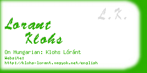 lorant klohs business card